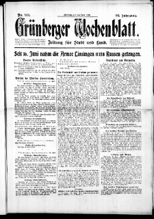 Grünberger Wochenblatt: Zeitung für Stadt und Land, No. 148. (27. Juni 1916)