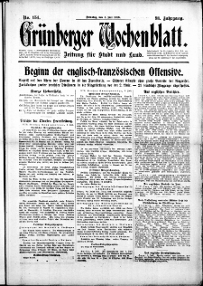 Gr&uuml;nberger Wochenblatt: Zeitung f&uuml;r Stadt und Land, No. 154. (4. Juli 1916)