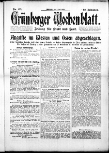 Gr&uuml;nberger Wochenblatt: Zeitung f&uuml;r Stadt und Land, No. 155. (5. Juli 1916)
