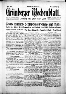 Grünberger Wochenblatt: Zeitung für Stadt und Land, No. 162. (13. Juli 1916)