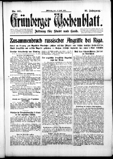 Grünberger Wochenblatt: Zeitung für Stadt und Land, No. 167. (19. Juli 1916)
