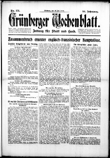 Gr&uuml;nberger Wochenblatt: Zeitung f&uuml;r Stadt und Land, No. 173. (26. Juli 1916)