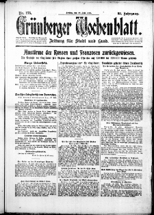 Gr&uuml;nberger Wochenblatt: Zeitung f&uuml;r Stadt und Land, No. 175. (28. Juli 1916)