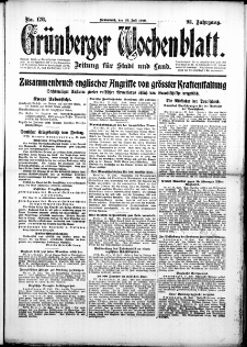 Gr&uuml;nberger Wochenblatt: Zeitung f&uuml;r Stadt und Land, No. 176. (29. Juli 1916)