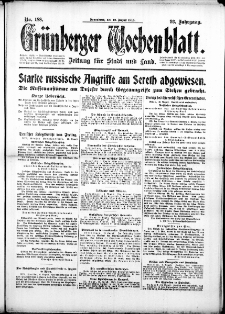 Gr&uuml;nberger Wochenblatt: Zeitung f&uuml;r Stadt und Land, No. 188. (12. August 1916)