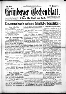 Gr&uuml;nberger Wochenblatt: Zeitung f&uuml;r Stadt und Land, No. 190. (15. August 1916)