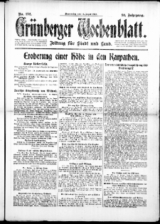 Grünberger Wochenblatt: Zeitung für Stadt und Land, No. 192. (17. August 1916)