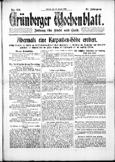 Gr&uuml;nberger Wochenblatt: Zeitung f&uuml;r Stadt und Land, No. 193. (18. August 1916)