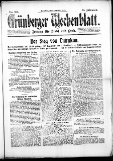 Grünberger Wochenblatt: Zeitung für Stadt und Land, No. 212. (9. September 1916)