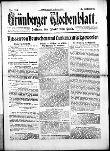 Gr&uuml;nberger Wochenblatt: Zeitung f&uuml;r Stadt und Land, No. 213. (10. September 1916)