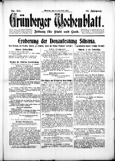 Gr&uuml;nberger Wochenblatt: Zeitung f&uuml;r Stadt und Land, No. 214. (12. September 1916)
