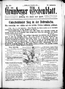 Gr&uuml;nberger Wochenblatt: Zeitung f&uuml;r Stadt und Land, No. 219. (17. September 1916)