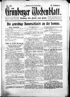 Gr&uuml;nberger Wochenblatt: Zeitung f&uuml;r Stadt und Land, No. 220. (19. September 1916)