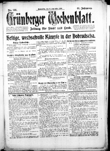 Gr&uuml;nberger Wochenblatt: Zeitung f&uuml;r Stadt und Land, No. 222. (21. September 1916)