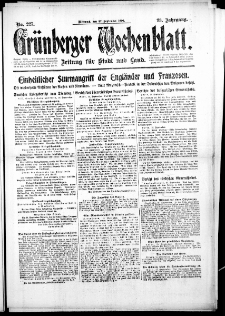 Gr&uuml;nberger Wochenblatt: Zeitung f&uuml;r Stadt und Land, No. 227. (27. September 1916)