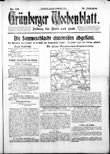 Gr&uuml;nberger Wochenblatt: Zeitung f&uuml;r Stadt und Land, No. 230. (30. September 1916)