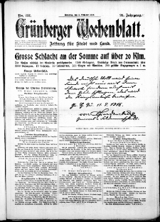 Gr&uuml;nberger Wochenblatt: Zeitung f&uuml;r Stadt und Land, No. 232. (3. Oktober 1916)