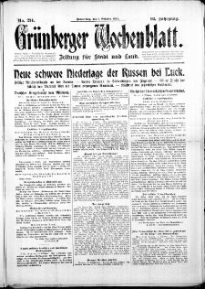 Gr&uuml;nberger Wochenblatt: Zeitung f&uuml;r Stadt und Land, No. 234. (5. Oktober 1916)