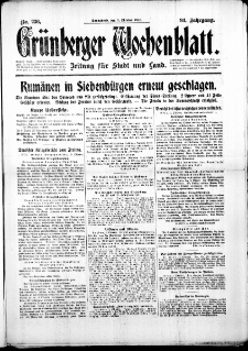 Gr&uuml;nberger Wochenblatt: Zeitung f&uuml;r Stadt und Land, No. 236. (7. Oktober 1916)