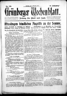 Gr&uuml;nberger Wochenblatt: Zeitung f&uuml;r Stadt und Land, No. 243. (15. Oktober 1916)