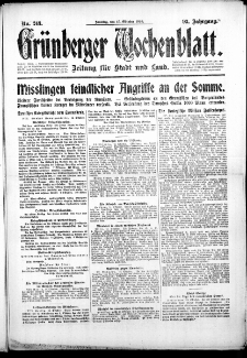 Grünberger Wochenblatt: Zeitung für Stadt und Land, No. 243. (15. Oktober 1916)
