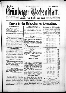 Gr&uuml;nberger Wochenblatt: Zeitung f&uuml;r Stadt und Land, No. 244. (17. Oktober 1916)