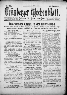 Gr&uuml;nberger Wochenblatt: Zeitung f&uuml;r Stadt und Land, No. 249. (22. Oktober 1916)