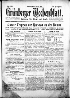 Gr&uuml;nberger Wochenblatt: Zeitung f&uuml;r Stadt und Land, No. 254. (28. Oktober 1916)