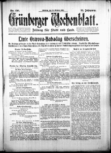 Gr&uuml;nberger Wochenblatt: Zeitung f&uuml;r Stadt und Land, No. 256. (31. Oktober 1916)
