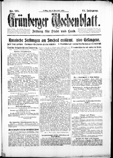 Gr&uuml;nberger Wochenblatt: Zeitung f&uuml;r Stadt und Land, No. 259. (3. November 1916)