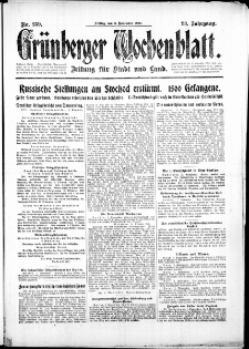 Grünberger Wochenblatt: Zeitung für Stadt und Land, No. 259. (3. November 1916)