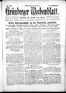 Gr&uuml;nberger Wochenblatt: Zeitung f&uuml;r Stadt und Land, No. 260. (4. November 1916)