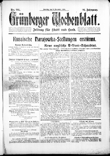 Gr&uuml;nberger Wochenblatt: Zeitung f&uuml;r Stadt und Land, No. 261. (5. November 1916)