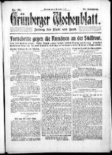 Grünberger Wochenblatt: Zeitung für Stadt und Land, No. 263. (8. November 1916)