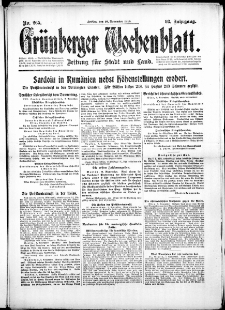 Grünberger Wochenblatt: Zeitung für Stadt und Land, No. 265. (10. November 1916)