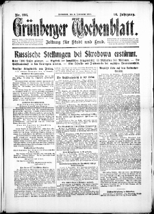 Gr&uuml;nberger Wochenblatt: Zeitung f&uuml;r Stadt und Land, No. 266. (11. November 1916)