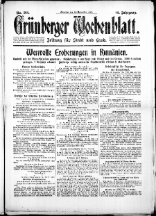 Gr&uuml;nberger Wochenblatt: Zeitung f&uuml;r Stadt und Land, No. 268. (14. November 1916)