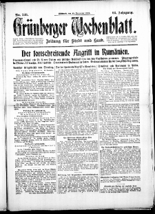 Gr&uuml;nberger Wochenblatt: Zeitung f&uuml;r Stadt und Land, No. 269. (15. November 1916)