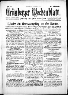 Gr&uuml;nberger Wochenblatt: Zeitung f&uuml;r Stadt und Land, No. 270. (16. November 1916)
