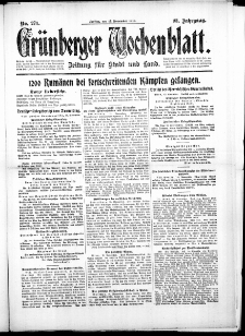 Gr&uuml;nberger Wochenblatt: Zeitung f&uuml;r Stadt und Land, No. 271. (17. November 1916)
