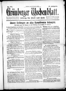 Gr&uuml;nberger Wochenblatt: Zeitung f&uuml;r Stadt und Land, No. 273. (19. November 1916)