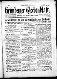 Grünberger Wochenblatt: Zeitung für Stadt und Land, No. 274. (21. November 1916)