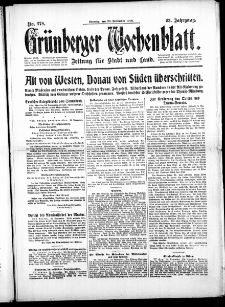 Gr&uuml;nberger Wochenblatt: Zeitung f&uuml;r Stadt und Land, No. 278. (26. November 1916)