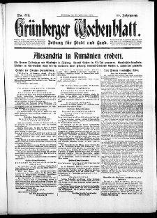 Gr&uuml;nberger Wochenblatt: Zeitung f&uuml;r Stadt und Land, No. 279. (28. November 1916)
