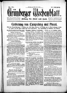 Gr&uuml;nberger Wochenblatt: Zeitung f&uuml;r Stadt und Land, No. 282. (1. Dezember 1916)