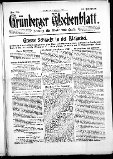 Gr&uuml;nberger Wochenblatt: Zeitung f&uuml;r Stadt und Land, No. 284. (3. Dezember 1916)