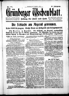 Grünberger Wochenblatt: Zeitung für Stadt und Land, No. 285. (5. Dezember 1916)