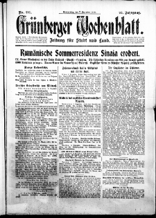Gr&uuml;nberger Wochenblatt: Zeitung f&uuml;r Stadt und Land, No. 287. (7. Dezember 1916)