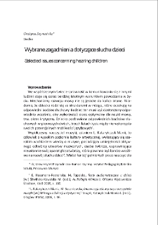 Wybrane zagadnienia dotyczące słuchu dzieci = Selected issues concerning hearing children