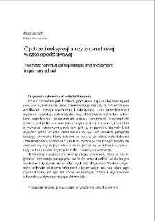 O potrzebie ekspresji muzyczno-ruchowej w szkole podstawowej = The need for musical expression and movement in primary school